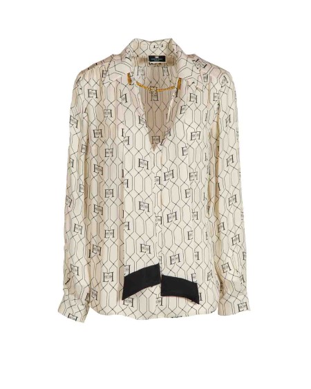 Shop ELISABETTA FRANCHI  Camicia: Elisabetta Franchi camicia in viscosa con foulard.
Camicia in doppia georgette di viscosa con motivo logo all-over. È caratterizzata da collo a sciarpa e accessorio in metallo dorato che trattiene lo scollo
Composizione: 100% Viscosa.
Fabbricato in Italia.. CA03437E2-E84